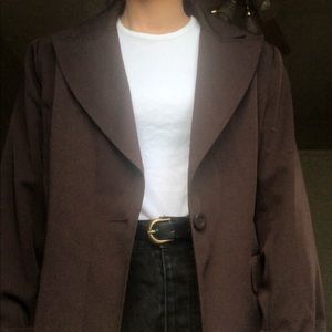 Brown longline blazer